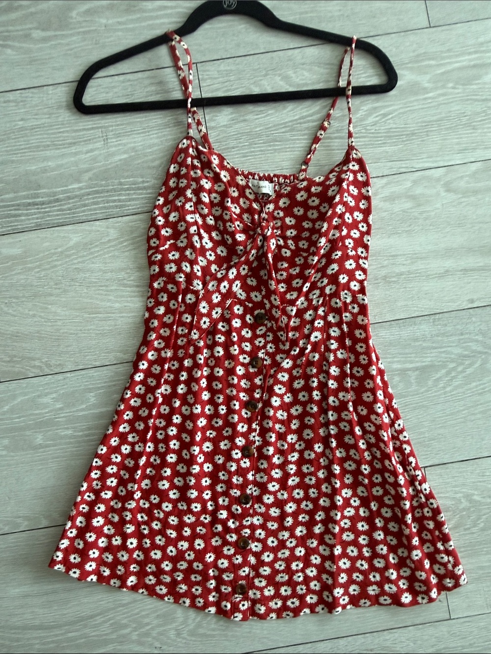 Faithfull the Brand Red Daisy Floral Tie Front Mini Dress